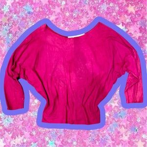 VAKKO x CACHE Vintage 80s Suede Top S M Shirt Blouse 90s Halston Pink Disco